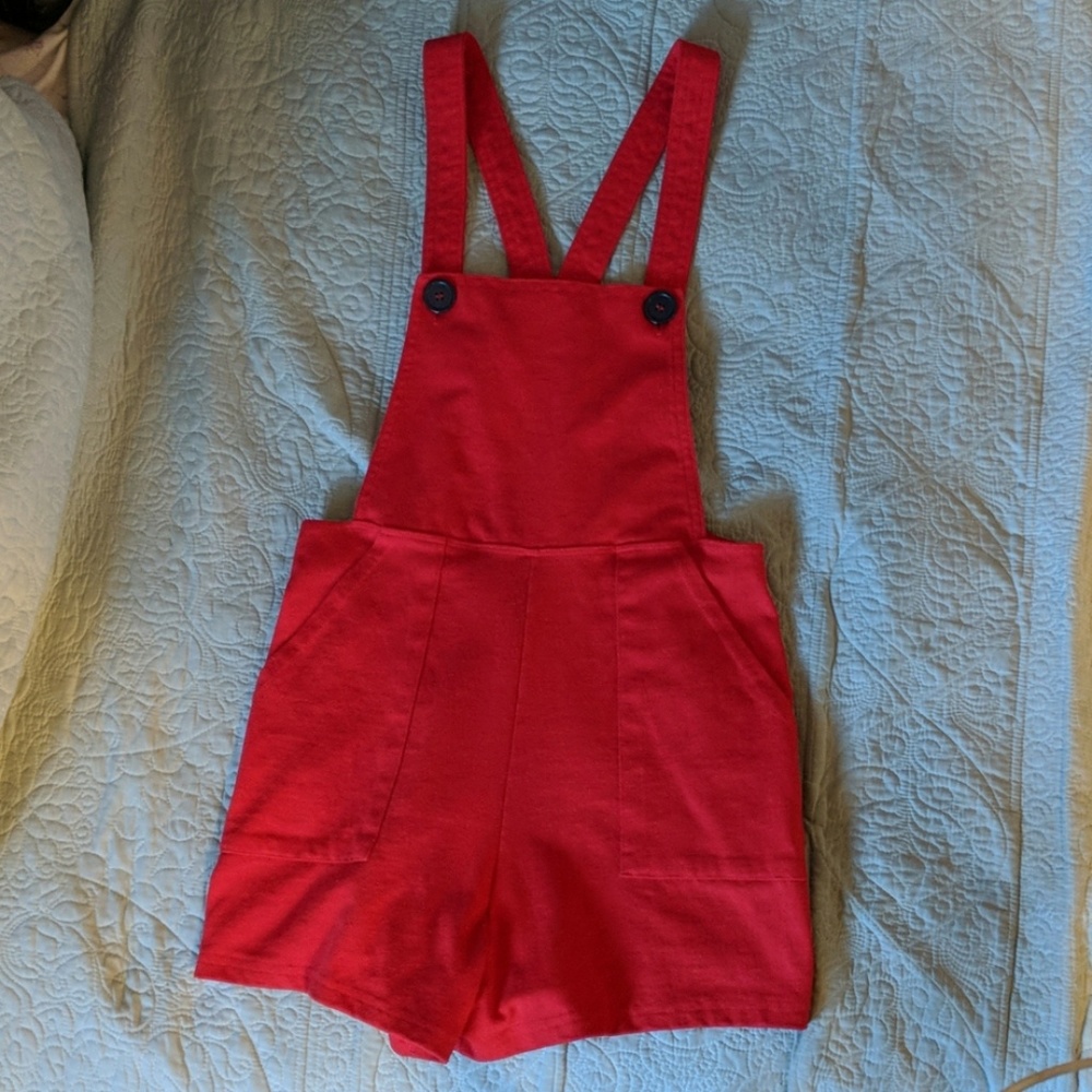Funky red overalls